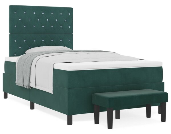 Box Spring Ágy Matraccal &amp; Pad Sötét Zöld 120x200 cm Bársony