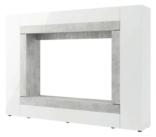 Nappali fal Warsa (fehér + fényes fehér + beton)