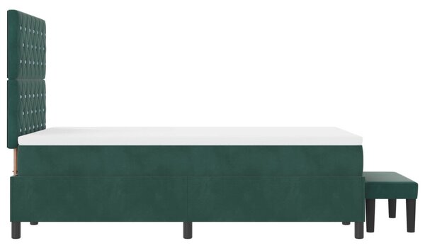 Box Spring Ágy Matraccal &amp; Pad Sötét Zöld 120x200 cm Bársony