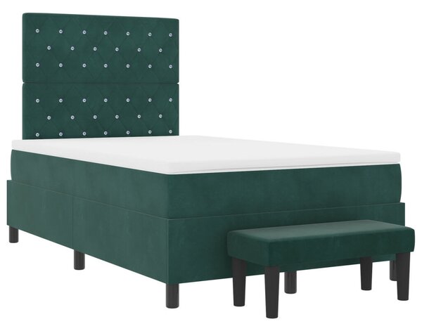 Box Spring Ágy Matraccal &amp; Pad Sötét Zöld 120x200 cm Bársony