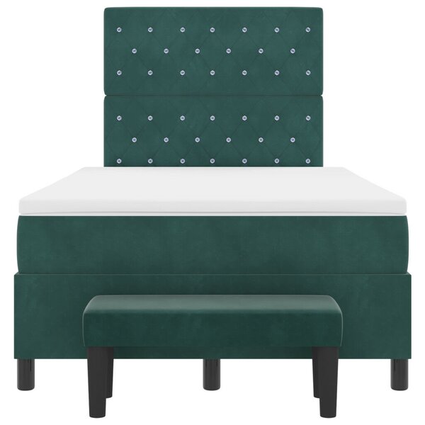 Box Spring Ágy Matraccal &amp; Pad Sötét Zöld 120x200 cm Bársony