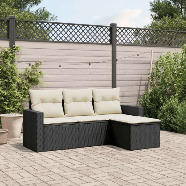 VidaXL Polyrattan Kerti Ülőgarnitúra - 4 részes - Fekete
