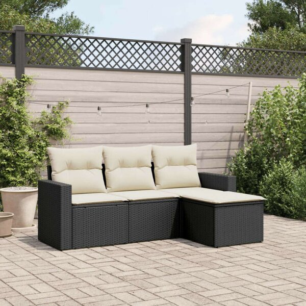 VidaXL Polyrattan Kerti Ülőgarnitúra - 4 részes - Fekete