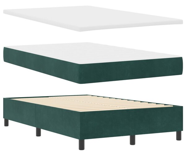Box Spring Ágy Matraccal &amp; Pad Sötét Zöld 120x200 cm Bársony