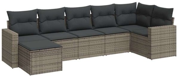 Polyrattan Kerti Ülőgarnitúra - 7 részes - Szürke