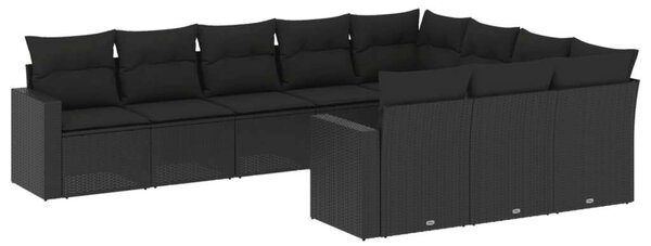 VidaXL Polyrattan Kerti Ülőgarnitúra - Fekete - 10 részes