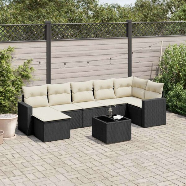 VidaXL Polyrattan Kerti Ülőgarnitúra - 8 részes - Fekete