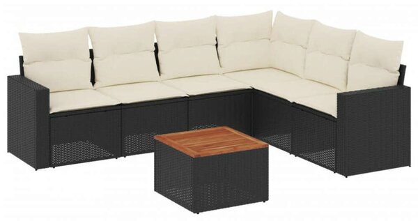 VidaXL 7 részes Kerti Ülőgarnitúra - Fekete Polyrattan