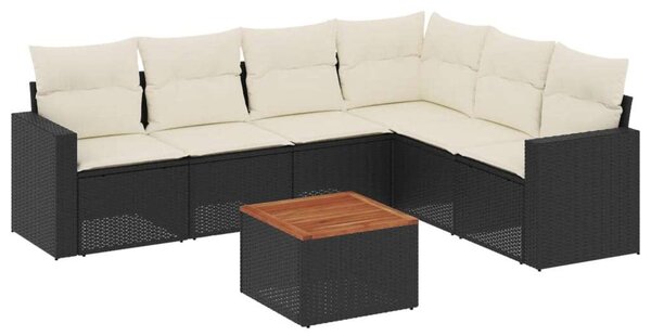 VidaXL 7 részes Kerti Ülőgarnitúra - Fekete Polyrattan