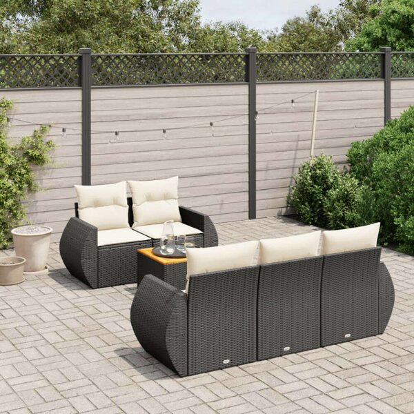 VidaXL Polyrattan Kerti Ülőgarnitúra - 6 részes - Fekete
