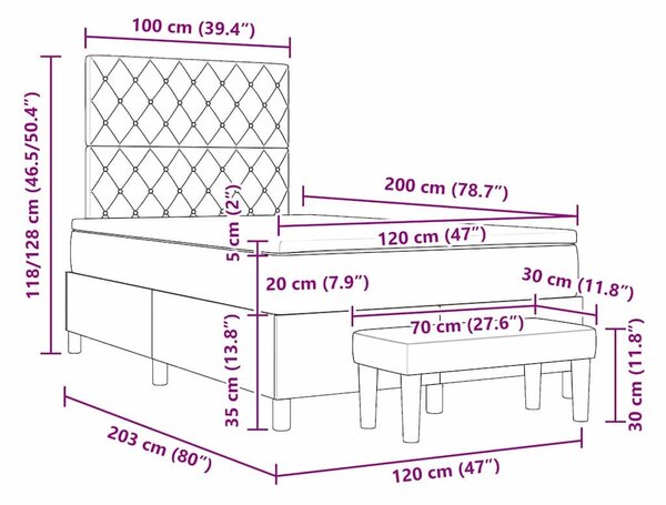 Box Spring Ágy Matraccal &amp; Pad Sötét Zöld 120x200 cm Bársony