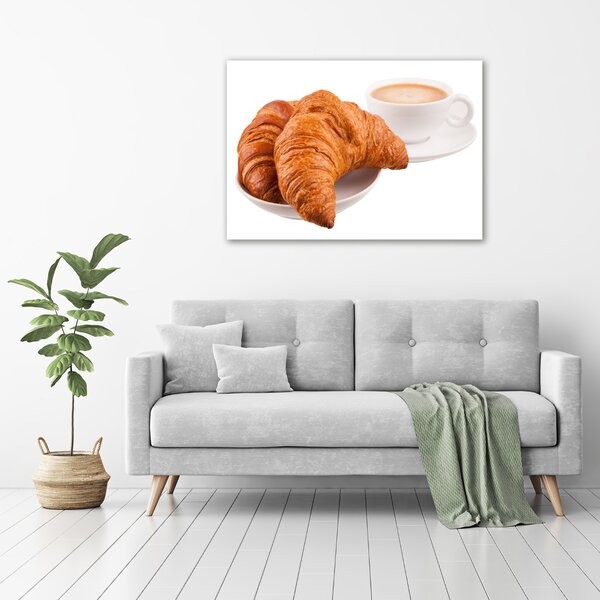 Feszített vászonkép Croissant és kávé