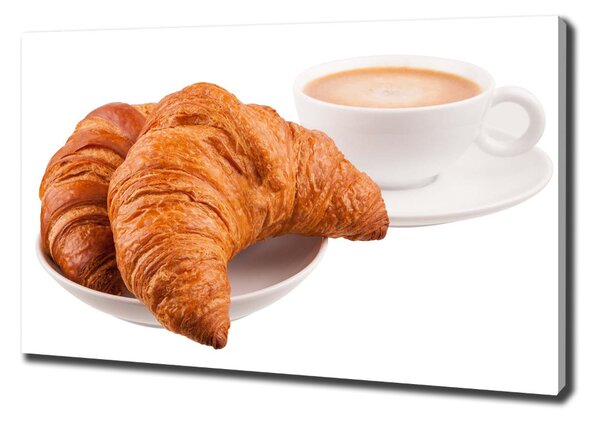 Feszített vászonkép Croissant és kávé