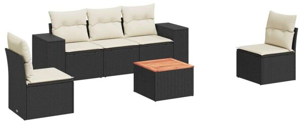 VidaXL Polyrattan Kerti Ülőgarnitúra - 6 részes - Fekete