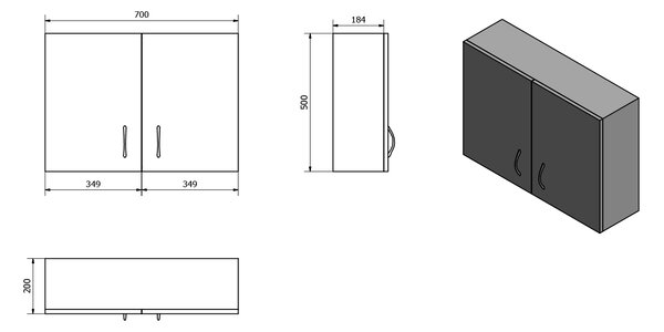 Aqualine Aqualine, KERAMIA FRESH felső szekrény 70x50x20cm, fehér, 52362