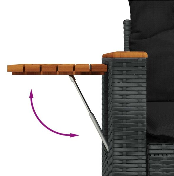 VidaXL - 9 részes Kerti Ülőgarnitúra - Fekete Polyrattan