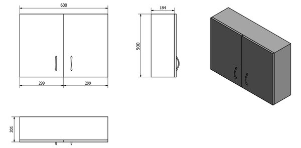 Aqualine Aqualine, KERAMIA FRESH felső szekrény 60x50x20cm, fehér, 52363