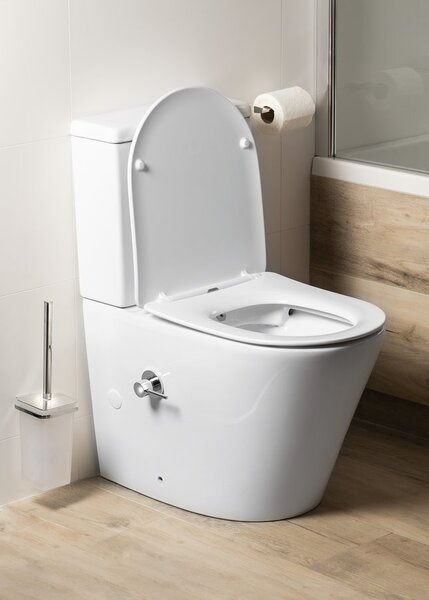 Sapho Sapho, PACO CLEANWASH WC kombi csésze, integrált csaptelep és bidé spray, alul/hátul, fehér, PC1012RX