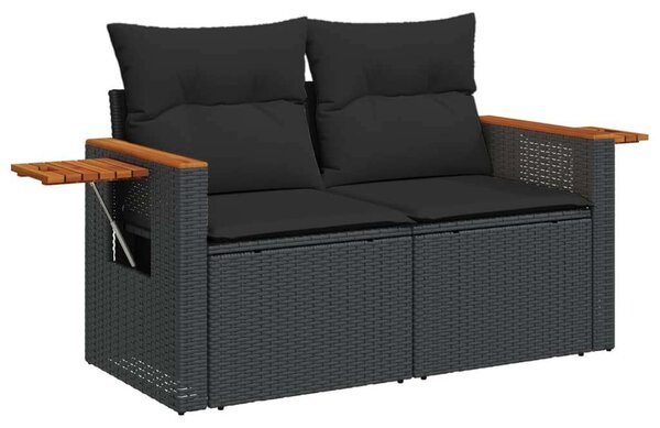 VidaXL - 9 részes Kerti Ülőgarnitúra - Fekete Polyrattan