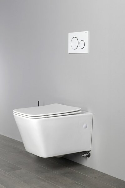 Sapho Sapho, PORTO CLEANWASH függő WC csésze Perem nélküli, integrált csaptelep és bidé spray 36x52cm, fehér, PZ102RX