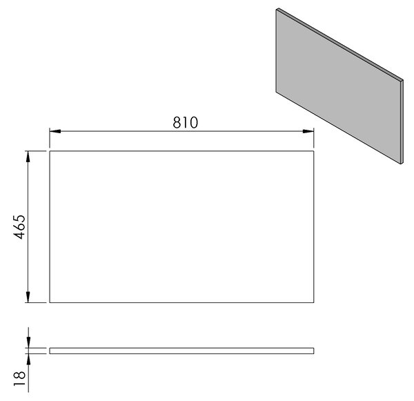 Sapho Sapho, DTDL munkalap 81x1,8x46,5cm, fényes fehér, CR081-3030