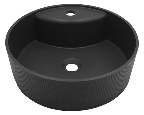 Laveo Cliff, gránit munkalap mosdó 430x430x142 mm, fekete, LAV-VGC1710T