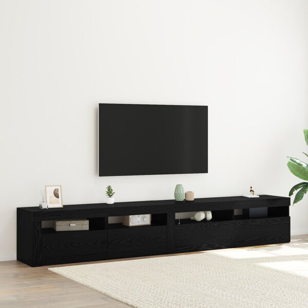 TV szekrények 2 db LED lámpával fekete tölgy szerelt fából