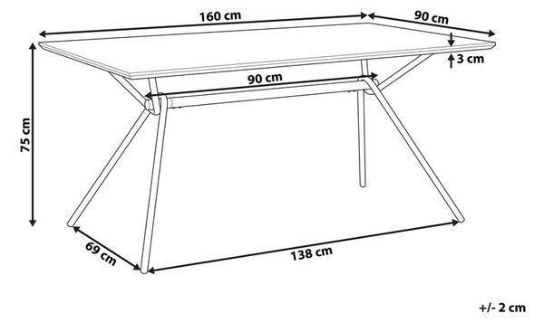 Étkezőasztal AMSTERDAM Sötétbarna 160 cm 90 cm