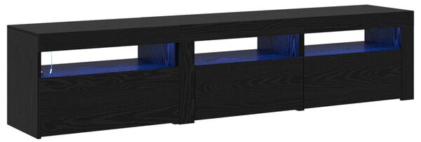 TV szekrények 2 db LED világítással Fekete tölgy MDF-ből