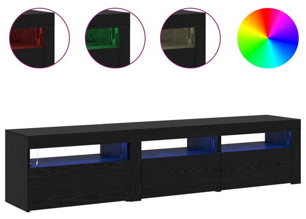 TV szekrények 2 db LED világítással Fekete tölgy MDF-ből