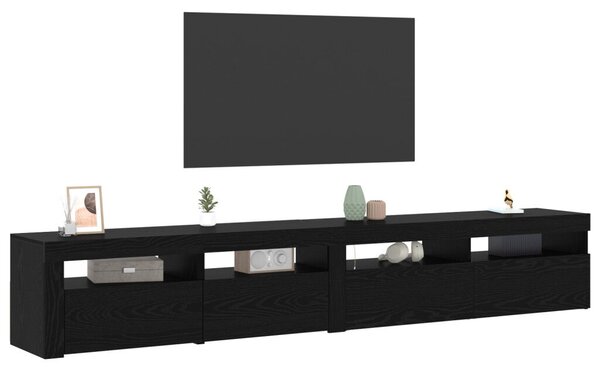 TV szekrények 2 db LED lámpával fekete tölgy szerelt fából