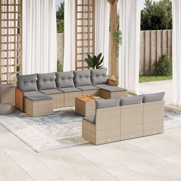 VidaXL Polyrattan Kerti Ülőgarnitúra - 11 részes - Bézs