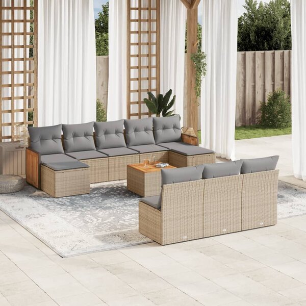 VidaXL Polyrattan Kerti Ülőgarnitúra - 11 részes - Bézs