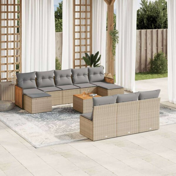 VidaXL Polyrattan Kerti Ülőgarnitúra - 11 részes - Bézs