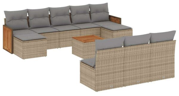 VidaXL Polyrattan Kerti Ülőgarnitúra - 11 részes - Bézs