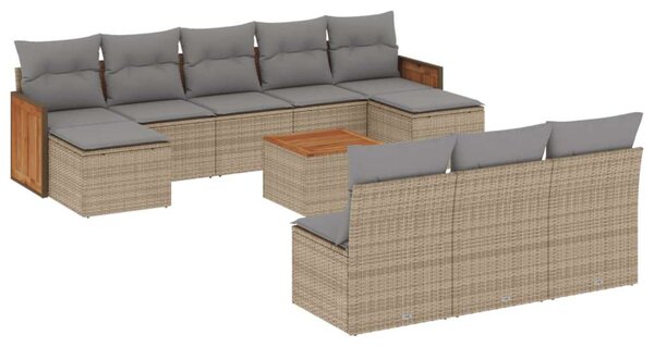 VidaXL Polyrattan Kerti Ülőgarnitúra - 11 részes - Bézs
