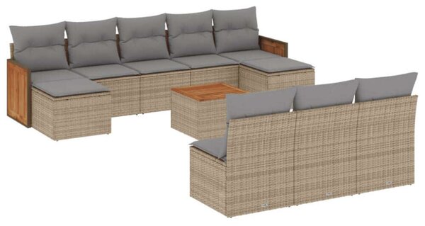 VidaXL Polyrattan Kerti Ülőgarnitúra - 11 részes - Bézs