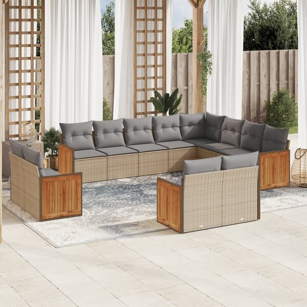 VidaXL Polyrattan Kerti Ülőgarnitúra - 12 részes - Bézs