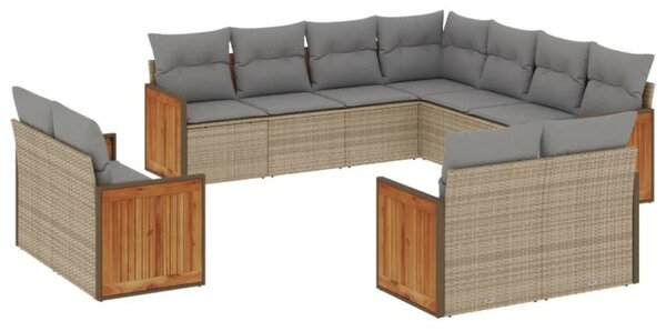 Polyrattan Kerti Ülőgarnitúra - 11 részes - Bézs