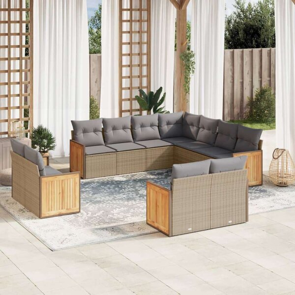 Polyrattan Kerti Ülőgarnitúra - 11 részes - Bézs