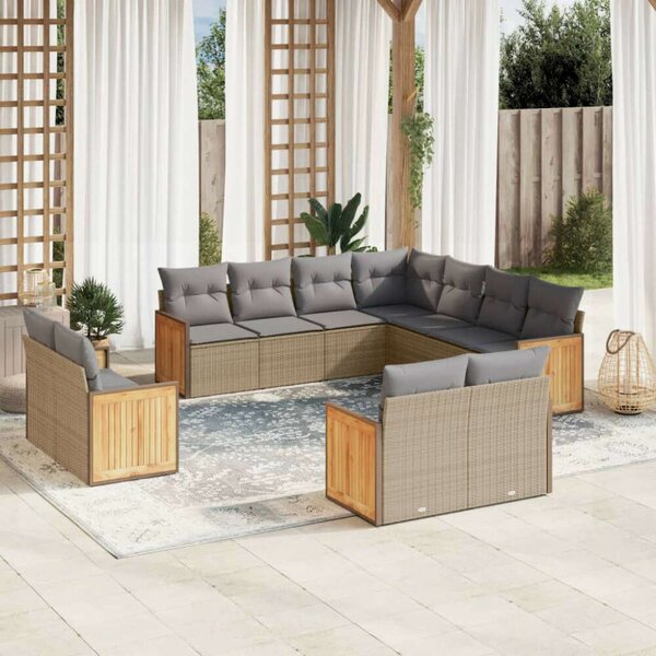 Polyrattan Kerti Ülőgarnitúra - 11 részes - Bézs