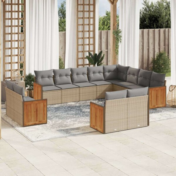 VidaXL Polyrattan Kerti Ülőgarnitúra - 12 részes - Bézs