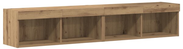 TV faliszekrények LED világítással 2 db Kézműves tölgy 80x30x30 cm