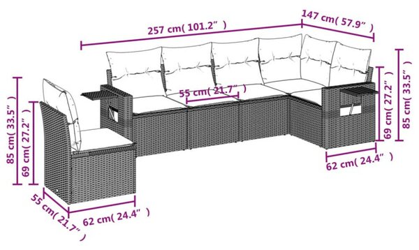 VidaXL Polyrattan Kerti Ülőgarnitúra - 6 részes - Bézs