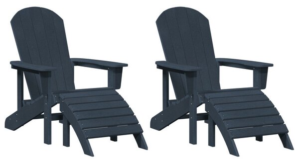 Adirondack szék lábtartókkal 2 db Tengerészkék HDPE