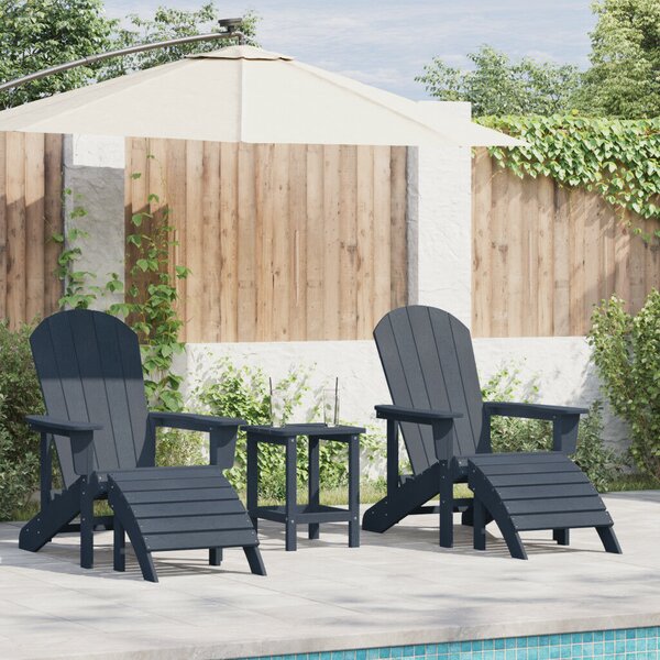 Adirondack szék lábtartókkal 2 db Tengerészkék HDPE
