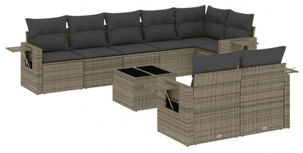 VidaXL Polyrattan Kerti Ülőgarnitúra - 9 részes - Szürke
