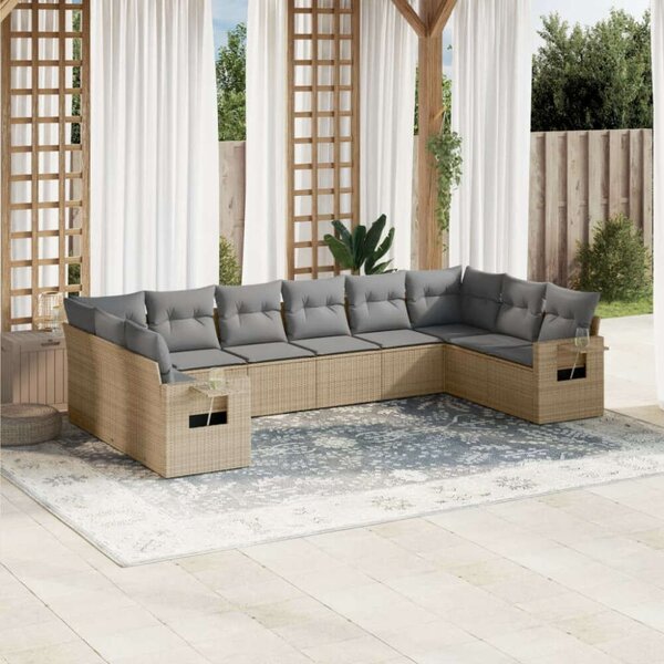 VidaXL Polyrattan Kerti Ülőgarnitúra - 10 részes, Bézs