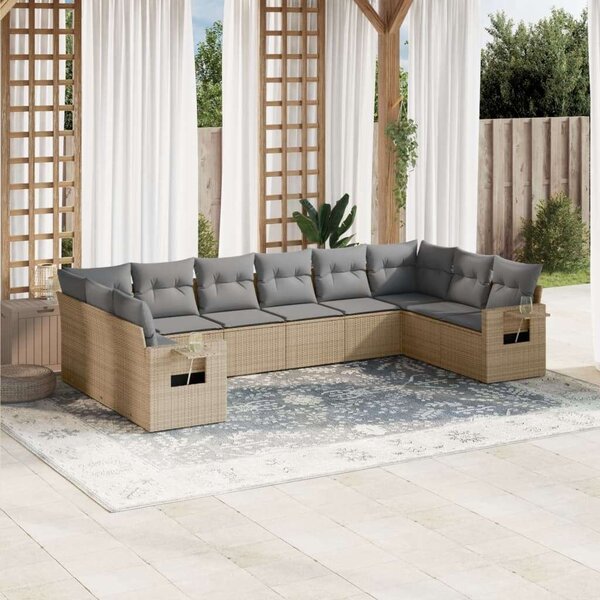 VidaXL Polyrattan Kerti Ülőgarnitúra - 10 részes, Bézs