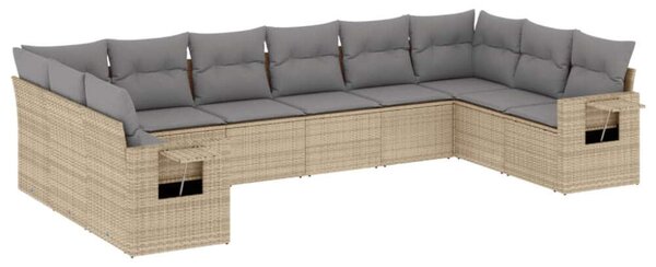 VidaXL Polyrattan Kerti Ülőgarnitúra - 10 részes, Bézs